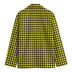 Yellow And Black Check Pattern Print Men's Cotton Blazer