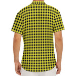 Yellow And Black Check Pattern Print Men's Deep V-Neck Shirt