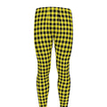 Yellow And Black Check Pattern Print Men's Leggings