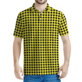 Yellow And Black Check Pattern Print Men's Polo Shirt