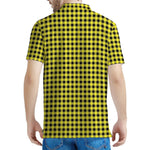 Yellow And Black Check Pattern Print Men's Polo Shirt