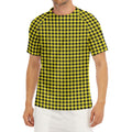 Yellow And Black Check Pattern Print Men's Short Sleeve Rash Guard