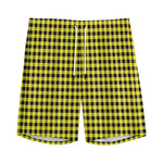 Yellow And Black Check Pattern Print Men's Sports Shorts