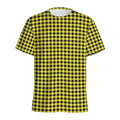 Yellow And Black Check Pattern Print Men's Athletic T-Shirt