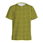 Yellow And Black Check Pattern Print Men's Sports T-Shirt