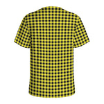 Yellow And Black Check Pattern Print Men's Sports T-Shirt