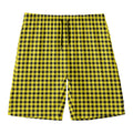 Yellow And Black Check Pattern Print Men's Swim Trunks
