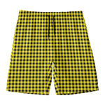Yellow And Black Check Pattern Print Men's Swim Trunks