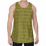 Yellow And Black Check Pattern Print Men's Velvet Tank Top