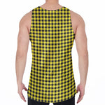 Yellow And Black Check Pattern Print Men's Velvet Tank Top