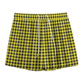 Yellow And Black Check Pattern Print Mesh Shorts