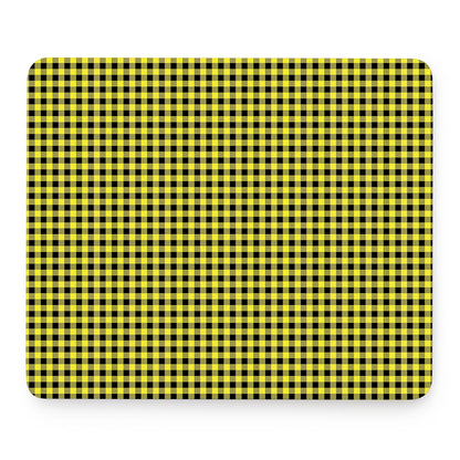 Yellow And Black Check Pattern Print Mouse Pad