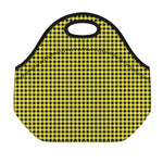 Yellow And Black Check Pattern Print Neoprene Lunch Bag