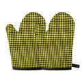 Yellow And Black Check Pattern Print Oven Mitts