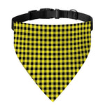 Yellow And Black Check Pattern Print Over The Collar Dog Bandana