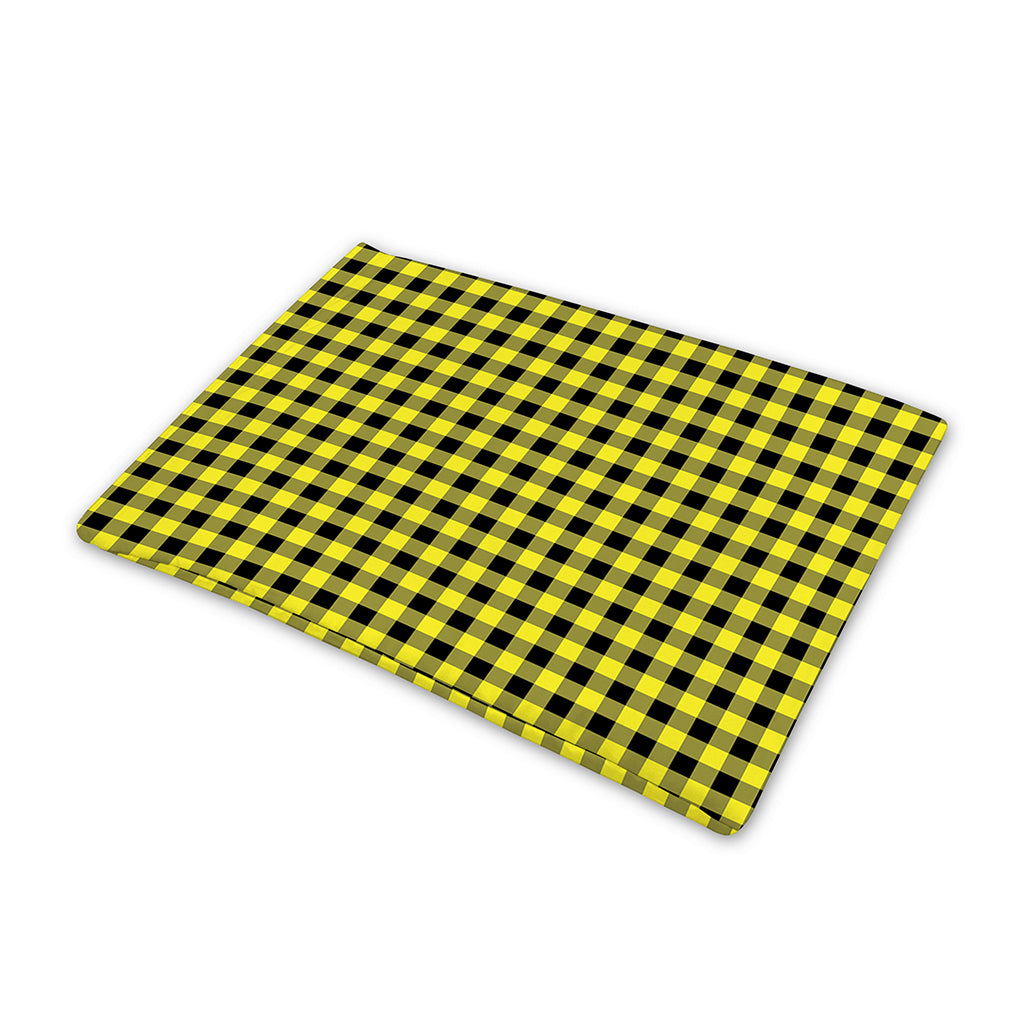 Yellow And Black Check Pattern Print Pet Cooling Mat Cover