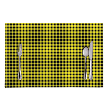 Yellow And Black Check Pattern Print Placemat