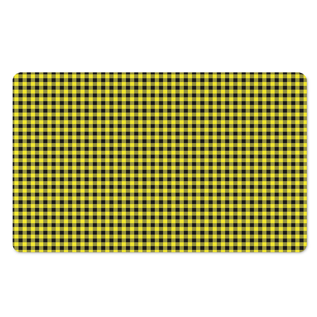 Yellow And Black Check Pattern Print Polyester Doormat