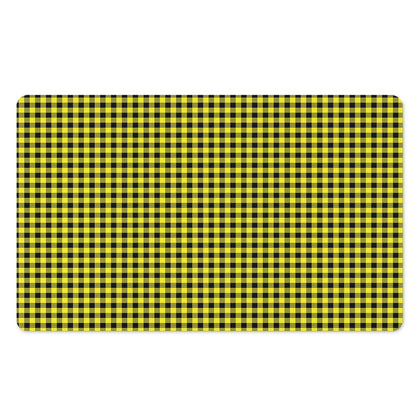 Yellow And Black Check Pattern Print Polyester Doormat