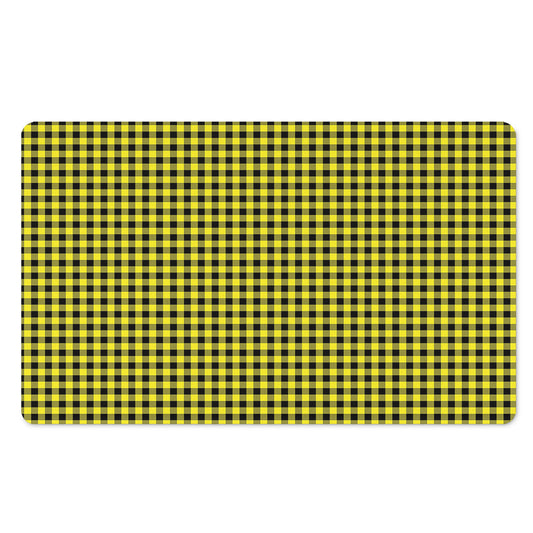 Yellow And Black Check Pattern Print Polyester Doormat