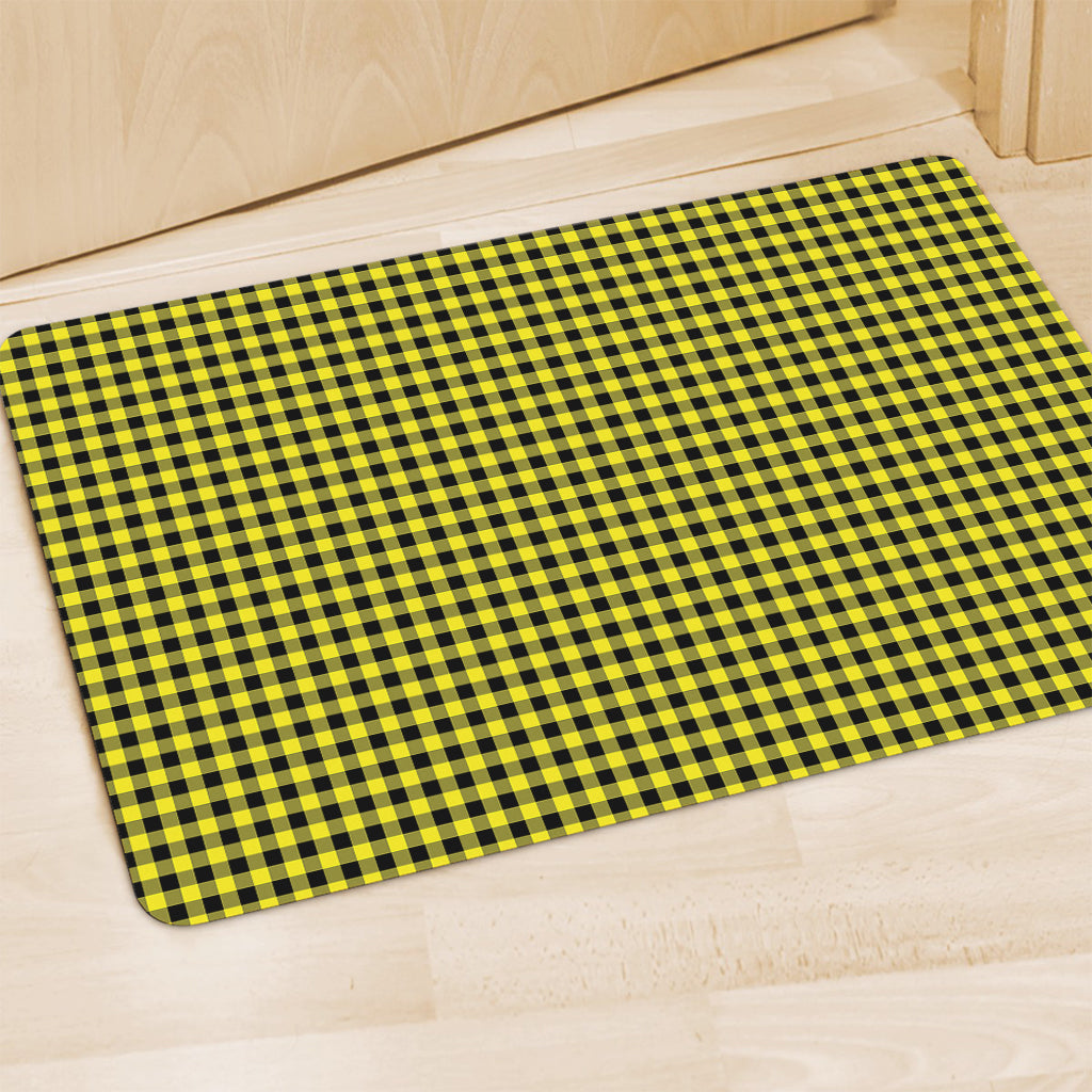Yellow And Black Check Pattern Print Polyester Doormat