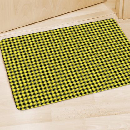 Yellow And Black Check Pattern Print Polyester Doormat