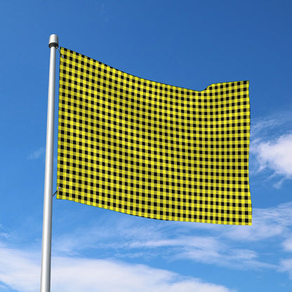 Yellow And Black Check Pattern Print Polyester Flag