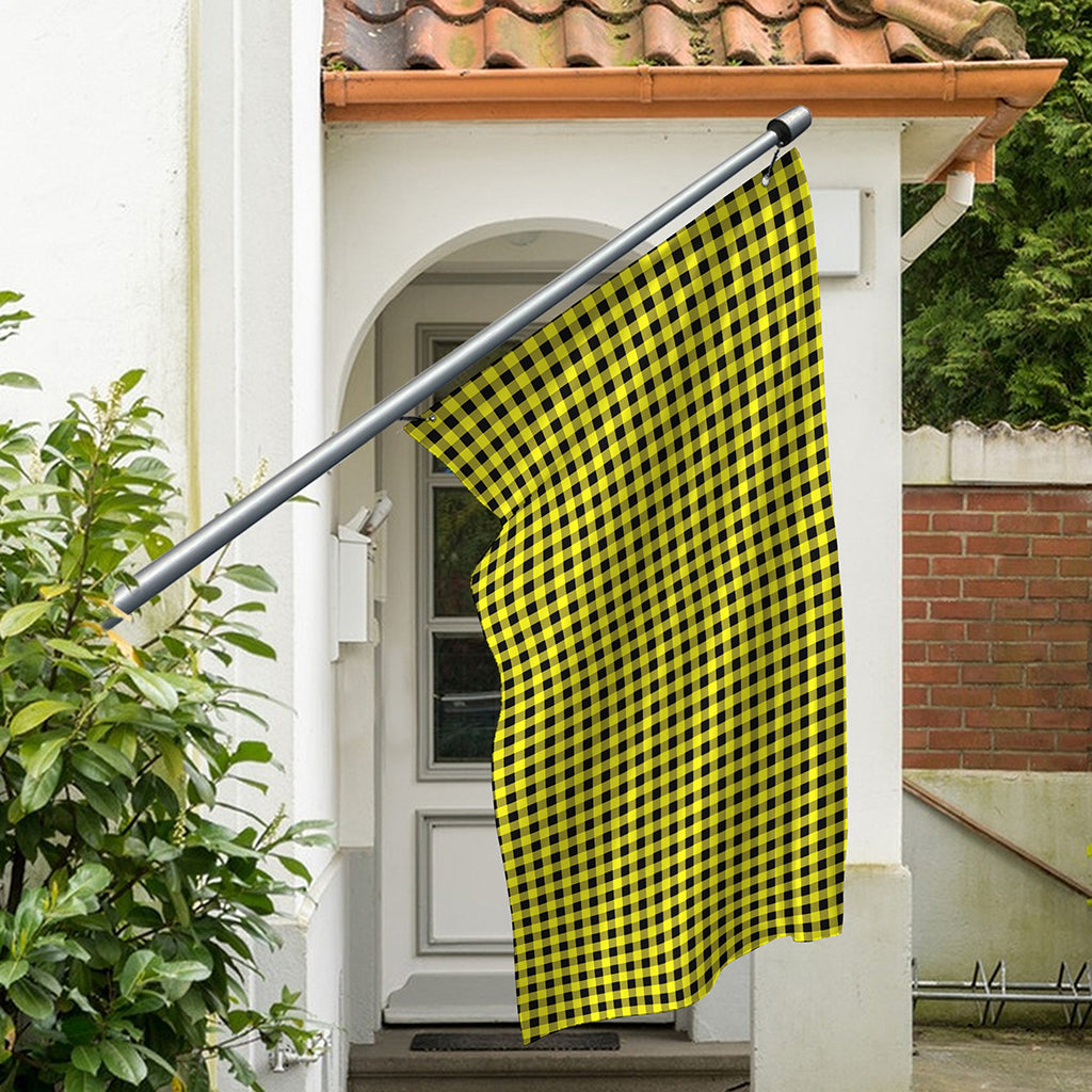 Yellow And Black Check Pattern Print Polyester Flag