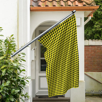 Yellow And Black Check Pattern Print Polyester Flag