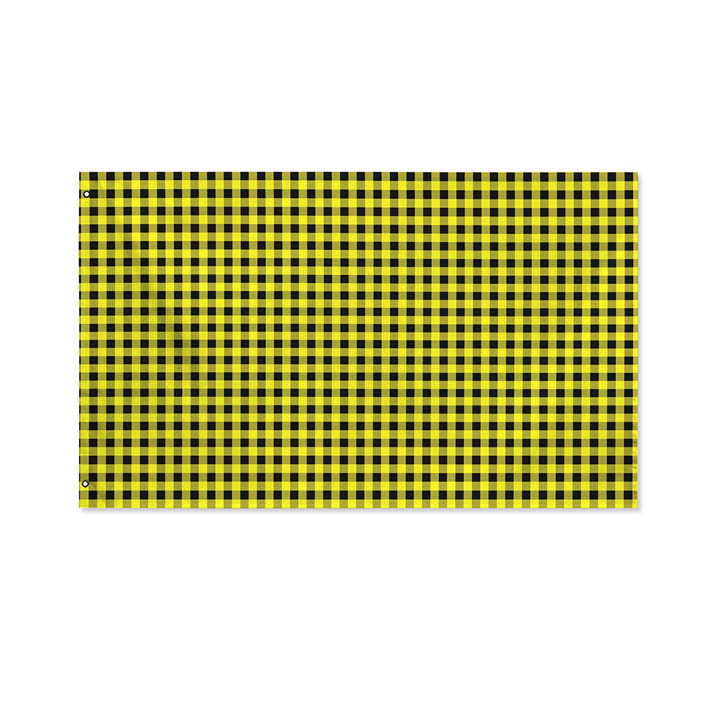 Yellow And Black Check Pattern Print Polyester Flag