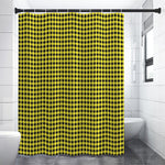 Yellow And Black Check Pattern Print Premium Shower Curtain