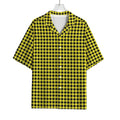 Yellow And Black Check Pattern Print Rayon Hawaiian Shirt