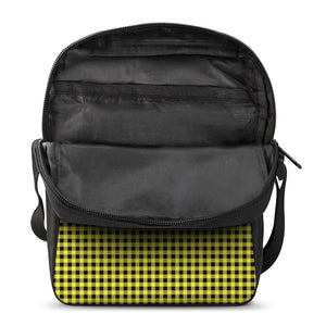 Yellow And Black Check Pattern Print Rectangular Crossbody Bag