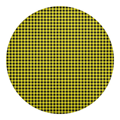 Yellow And Black Check Pattern Print Round Blanket