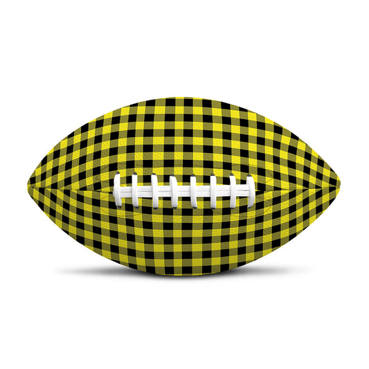 Yellow And Black Check Pattern Print Rugby Ball