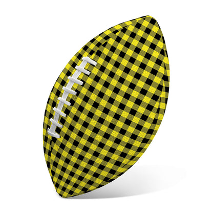 Yellow And Black Check Pattern Print Rugby Ball