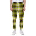 Yellow And Black Check Pattern Print Joggers