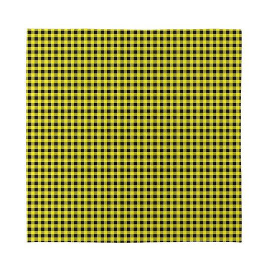 Yellow And Black Check Pattern Print Silk Bandana