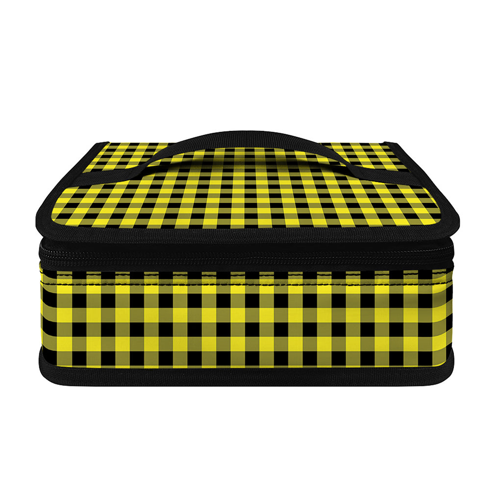 Yellow And Black Check Pattern Print Small Lunch Bag