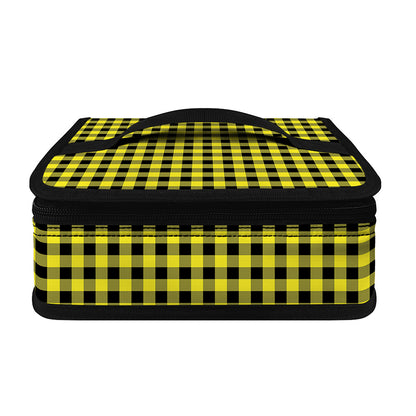 Yellow And Black Check Pattern Print Small Lunch Bag