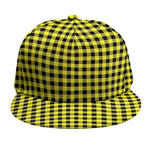 Yellow And Black Check Pattern Print Snapback Cap