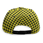 Yellow And Black Check Pattern Print Snapback Cap