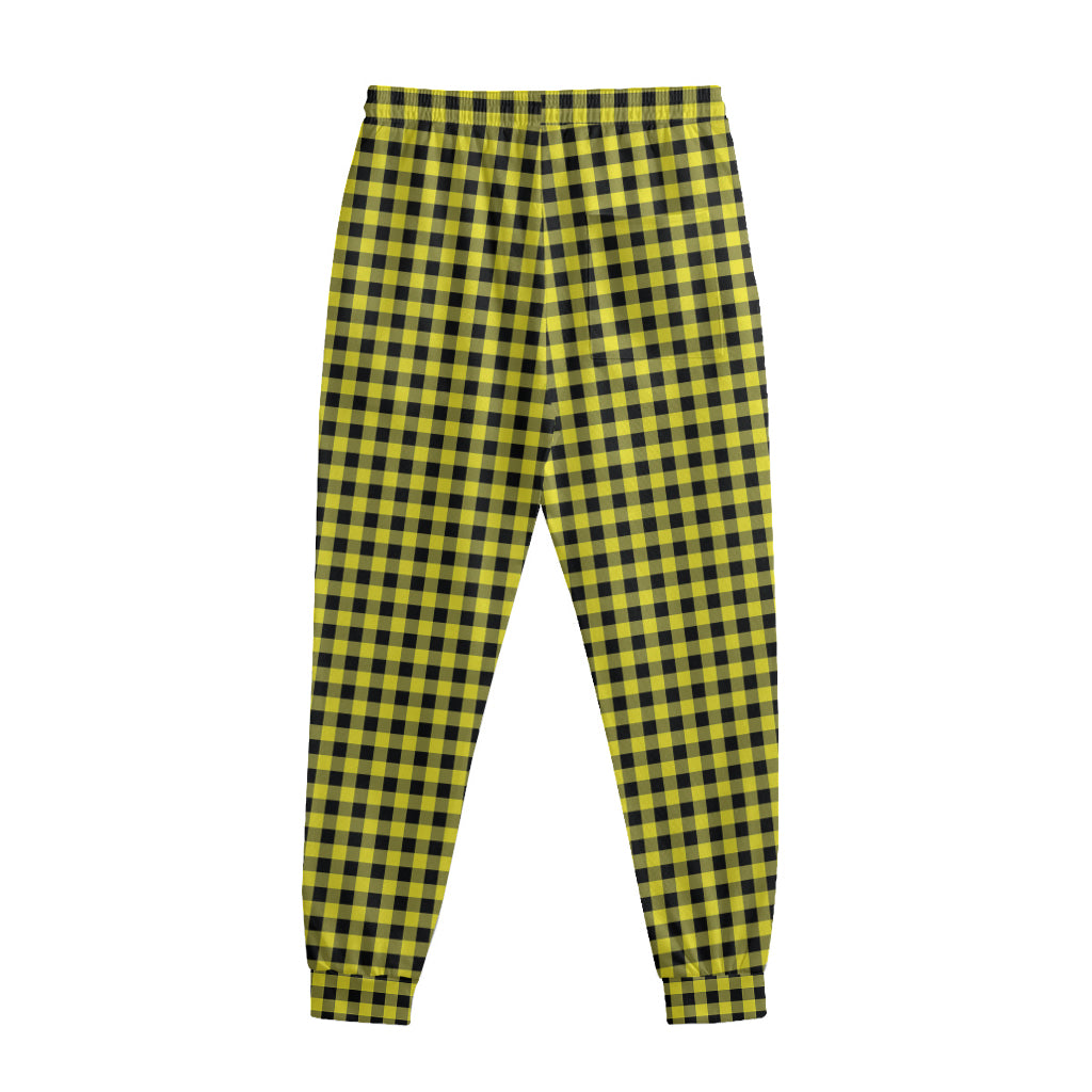 Yellow And Black Check Pattern Print Sweatpants