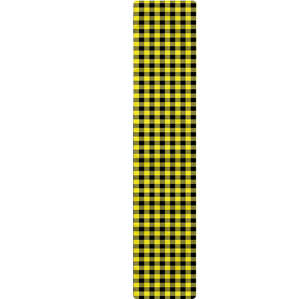 Yellow And Black Check Pattern Print Table Runner
