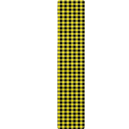Yellow And Black Check Pattern Print Table Runner