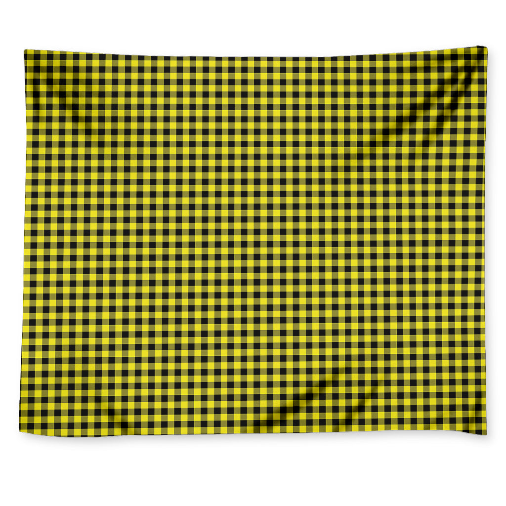 Yellow And Black Check Pattern Print Tapestry