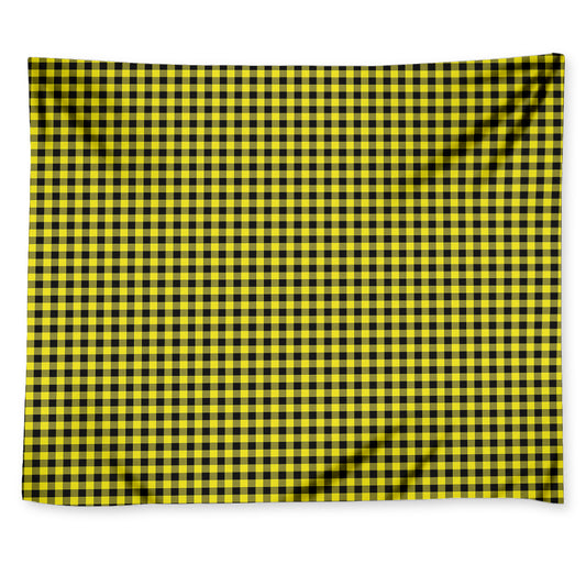 Yellow And Black Check Pattern Print Tapestry