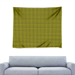 Yellow And Black Check Pattern Print Tapestry