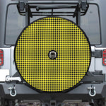 Yellow And Black Check Pattern Print Tire Cover With Camera Hole