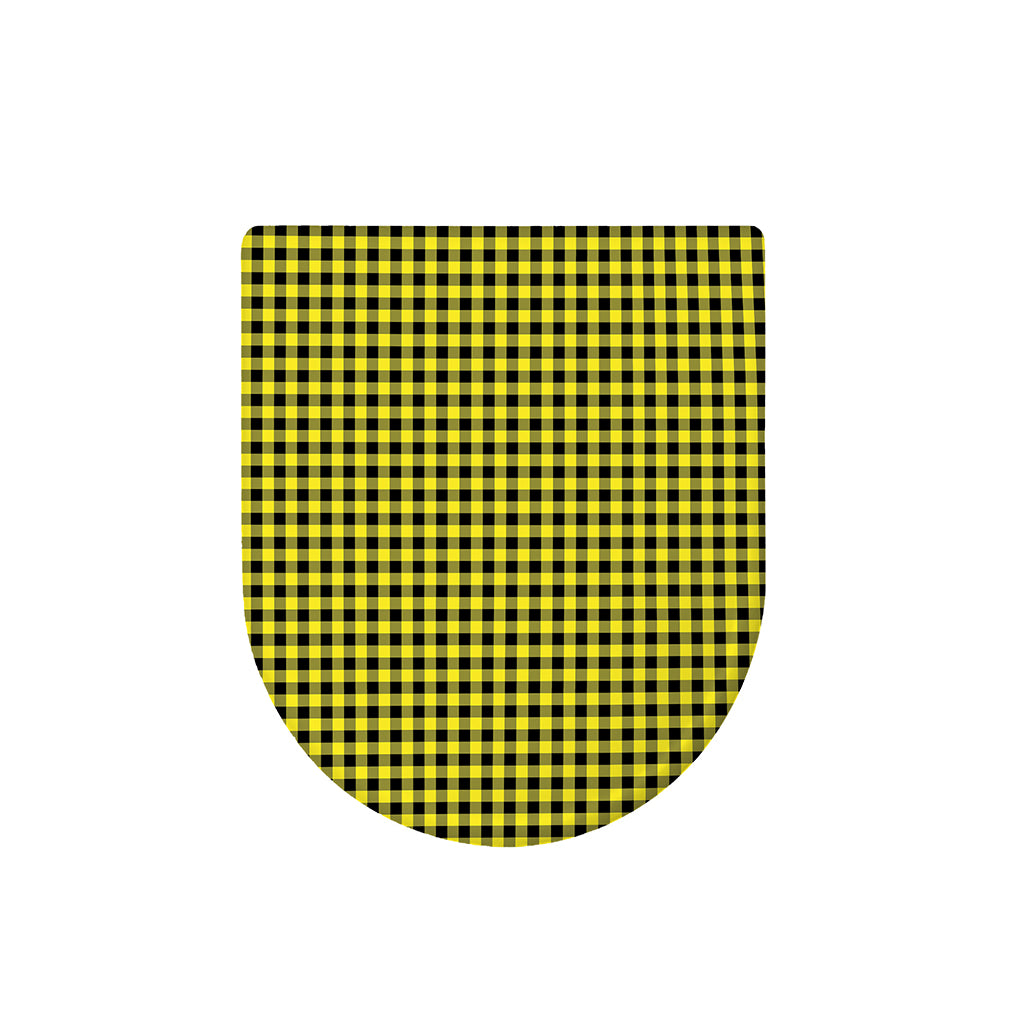 Yellow And Black Check Pattern Print Toilet Lid Cover
